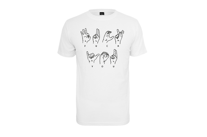 T-shirt FU Sign Language bianco