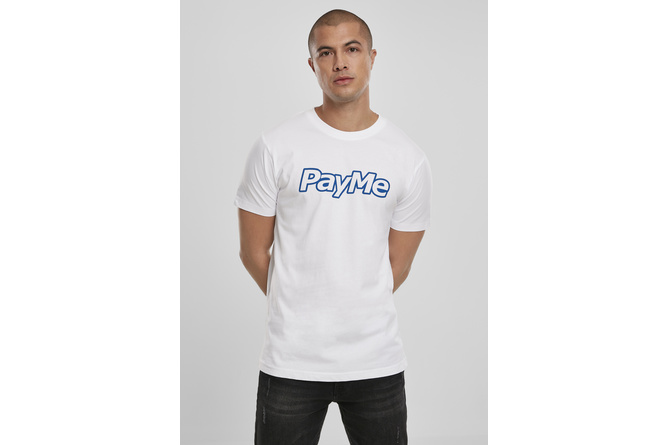 T-shirt Pay Me Outline bianco