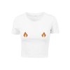 T-Shirt Flames Cropped Ladies white
