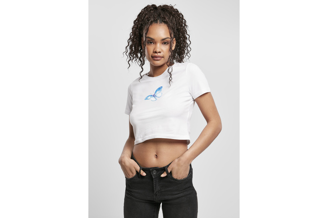 T-Shirt Butterfly Cropped Ladies white