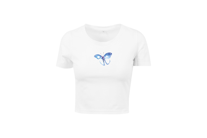 T-Shirt Butterfly Cropped Damen weiß