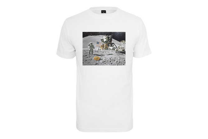 T-shirt Pizza Moon Landing bianco