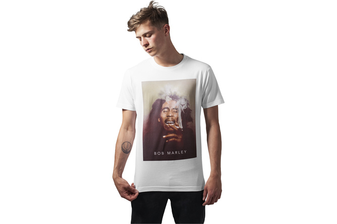 T-shirt Bob Marley Smoke blanc