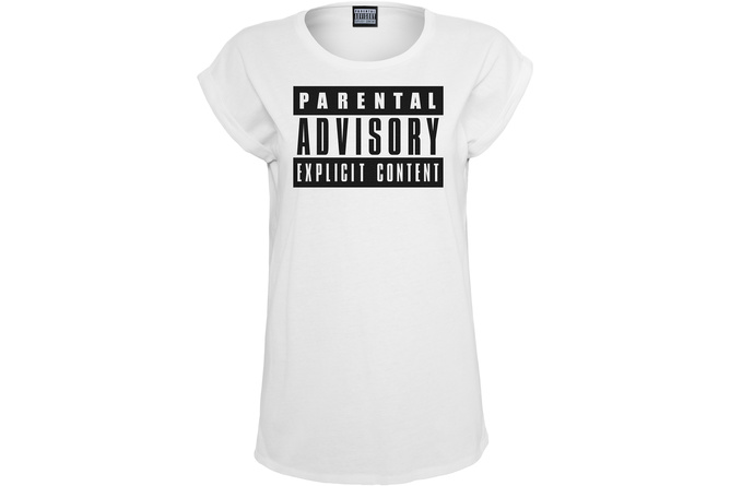 T-Shirt Parental Advisory Damen weiß