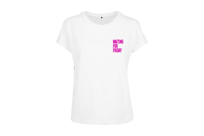 T-Shirt Waiting For Friday Box Damen weiß/pink