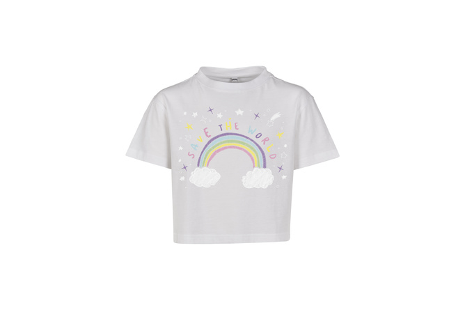 T-Shirt Save The World Cropped Kids weiß