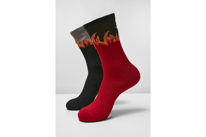 Lot de 2 paires de chaussettes Long Flame rouge/noir