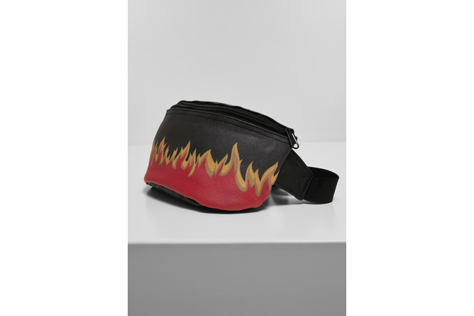 Hip Bag Flame Print Piel Imitación negro/rojo