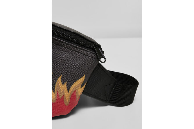 Hip Bag Flame Print Leather Imitation schwarz/rot