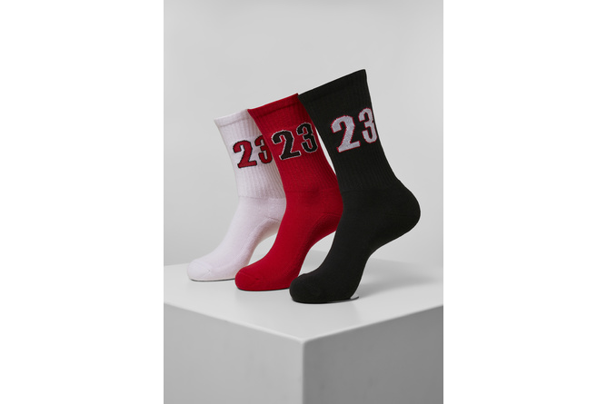 Socks 23 3-pack white/black/red