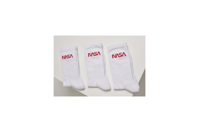 Lot de 3 paires de chaussettes NASA Worm Logo blanc/blanc/blanc