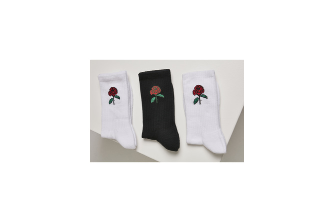 Socks Rose 3-pack white/black/white