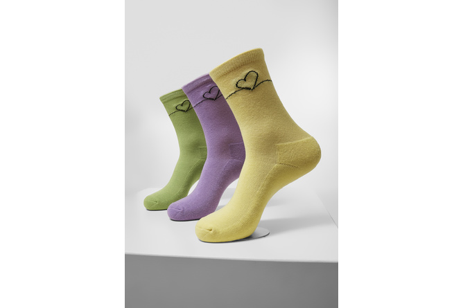 Socks Heart Oneline 3-pack lilac/green/yellow