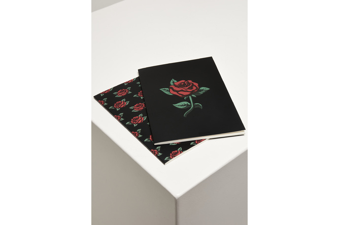 Lot de 2 cahiers Roses noir/rouge