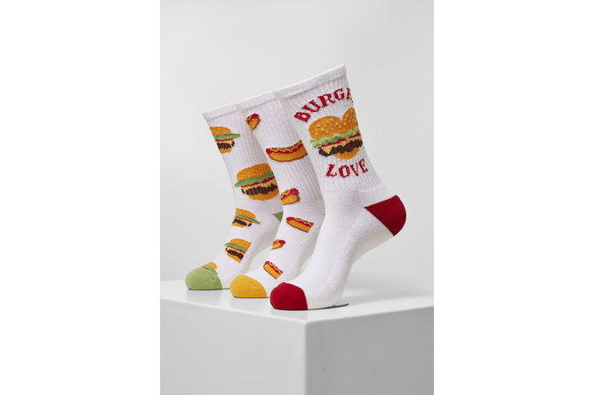 Calzini Burger Hot Dog 3-pack bianco