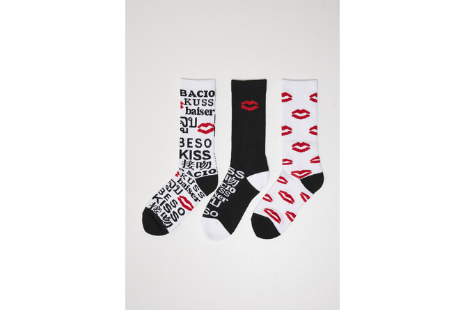 Socken Kiss 3-Pack schwarz/weiß/rot