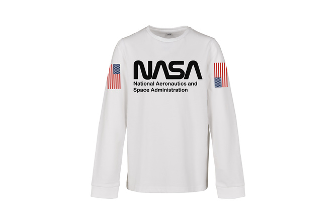 Camiseta Manga Larga Cuello Redondo NASA Worm Infantil Blanco