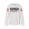 Camiseta Manga Larga Cuello Redondo NASA Worm Infantil Blanco