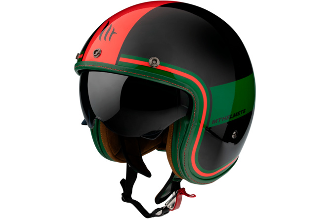 MT Helmets Jethelm Le Mans 2 SV Schwarz Rot Grau Ratschenverschluss