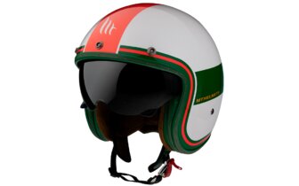 Casco Jet MT Le Mans 2 SV Tant Blanco/ Rojo / Verde Brillo