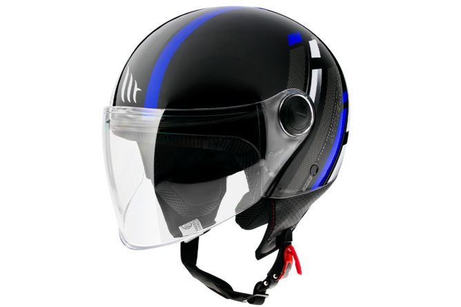 MT Helmets Jethelm Street Schwarz Blau Ratschenverschluss