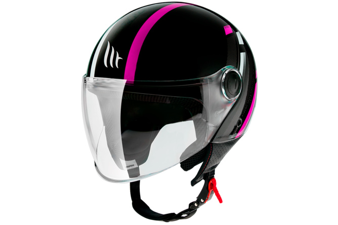 MT Helmets Jethelm Street Schwarz Pink Ratschenverschluss