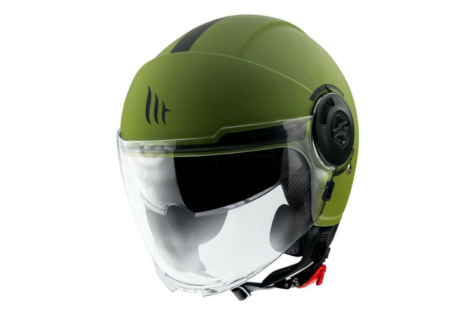 Jet / Open Face Helmet MT Viale SV dual visor Uni green matte