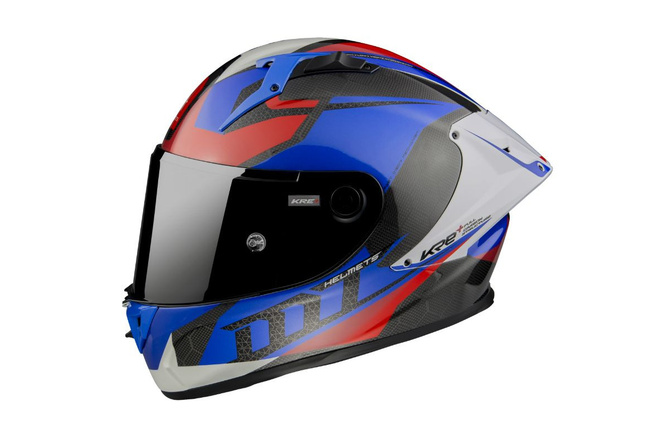 MT Helmets Integralhelm KRE+ Blau Rot Weiss Doppel-D Verschluss klar