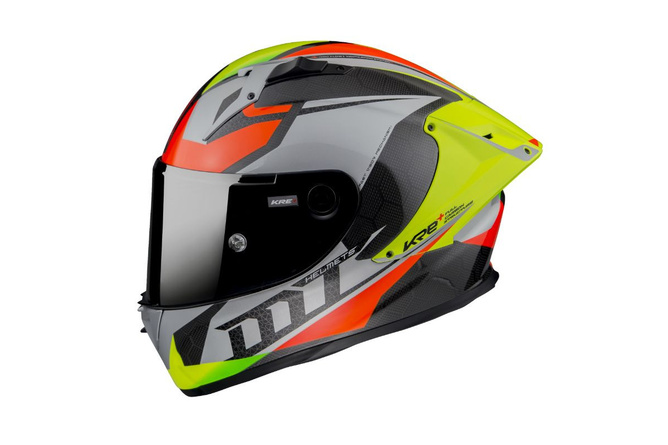 MT Helmets Integralhelm KRE+ Grau Gelb Orange Doppel-D Verschluss klar