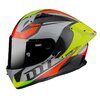 MT Helmets Integralhelm KRE+ Grau Gelb Orange Doppel-D Verschluss klar