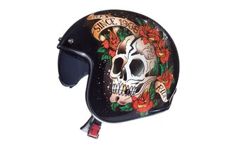 Open Face Helmet MT Helmets Le Mans 2 SV Skull & Rose black