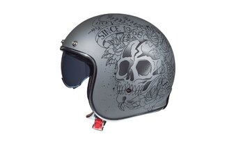 Open Face Helmet MT Helmets Le Mans 2 SV Skull & Rose grey