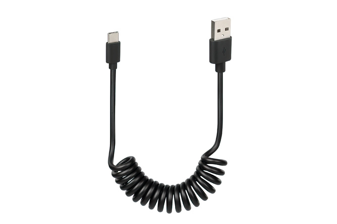 Câble USB spiralé type -C- 100cm noir