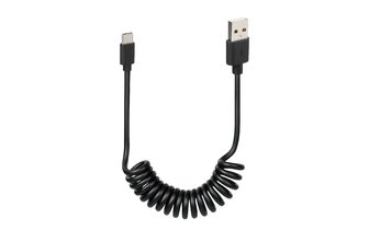 Cable Espiral USB Tipo C 100cm Negro