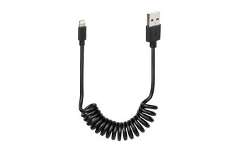 Câble USB spiralé type Apple 8-pin 100cm noir