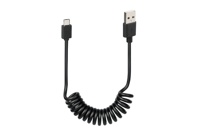 USB Cable coiled type Micro-USB 100cm black