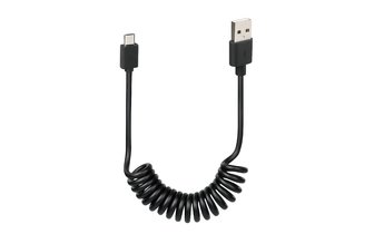 Câble USB spiralé type Micro-USB 100cm noir
