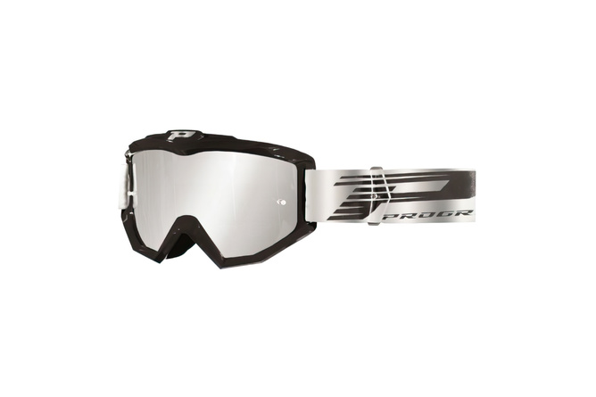 Gafas Motocross ProGrip 3201 FL Negro con Vidrio Espejado Gris