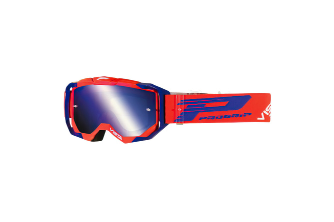 Gafas Motocross ProGrip 3303 Rojo/Azul con Vidrio Espejado Azul