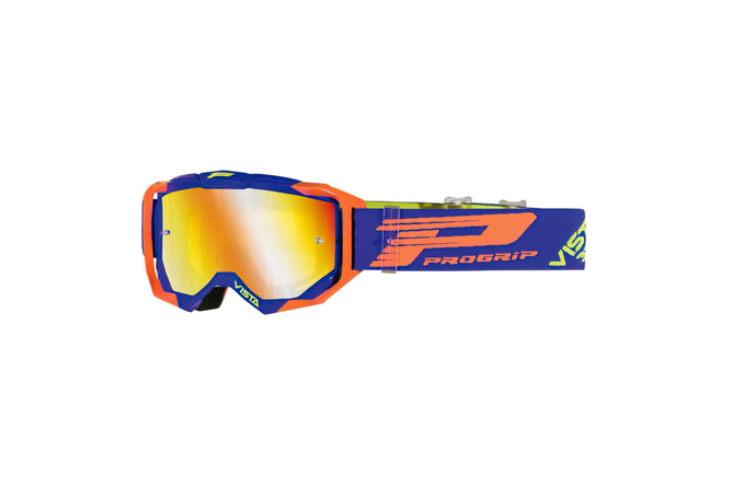 Gafas Motocross ProGrip 3303 Azul/Naranja con Vidrio Espejado Naranja