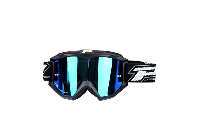 Gafas Motocross ProGrip 3204 Marco Negro Mate / Vidrio Espejado Azul