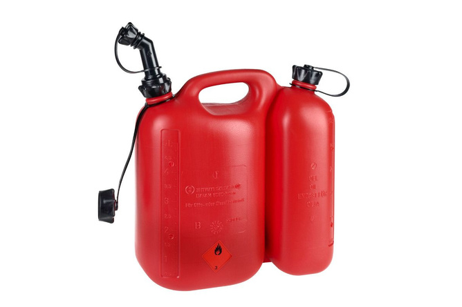 Jerrican d'essence plastique double compartiment Pressol rouge 3L / 5L