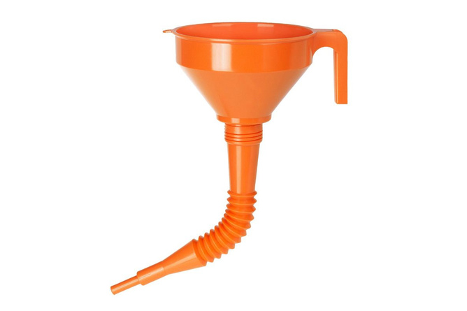 Funnel Pressol polyethylene orange with flexible spout 160mm