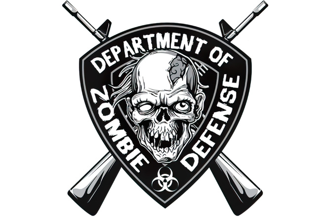 Sticker Lethal Threat Zombie Defense 15x20cm Negro
