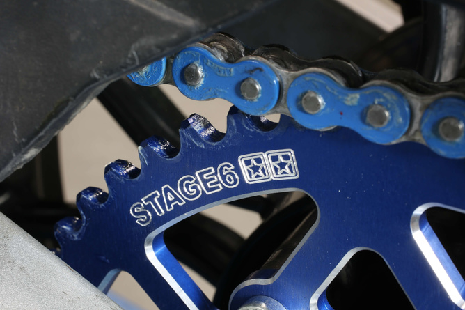 Kettensatz 14x53 - 420 Stage6 Alu CNC blau Derbi Senda X-treme