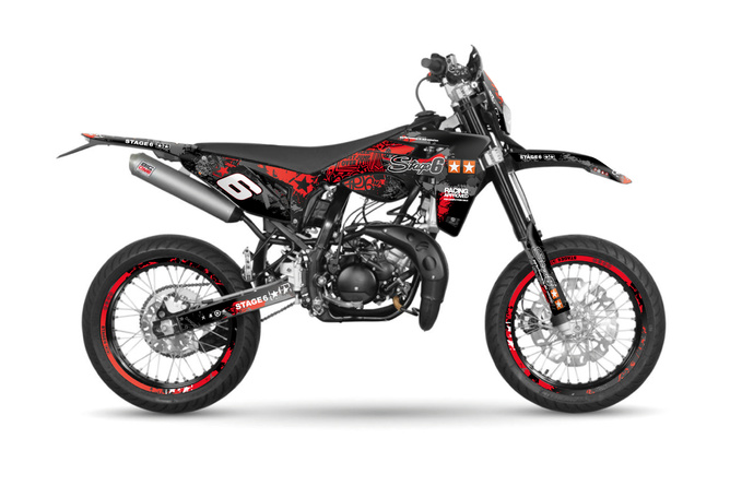 Decal Kit Stage6 red - black Sherco SM 50 
