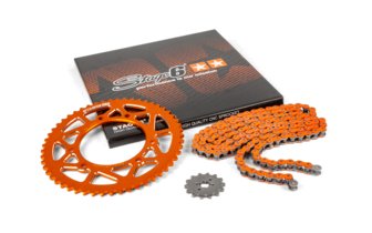 Chain Kit 14x53 - 420 Stage6 alu CNC Orange Derbi DRD Pro