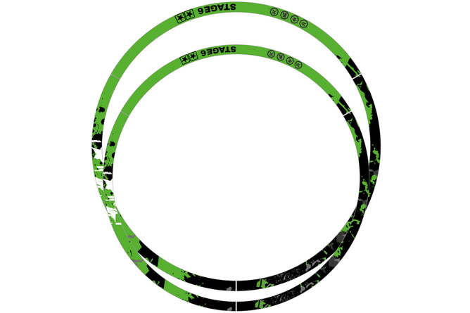 Kit adesivo cerchione 12" & 13" Stage6 verde / nero 