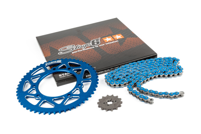 Chain Kit 13x53 - 420 Stage6 alu CNC Blue Derbi DRD Pro 