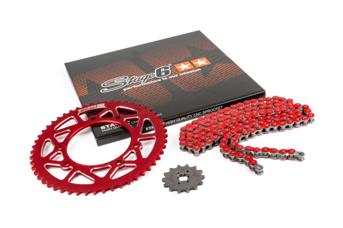 Chain Kit 13x53 - 420 Stage6 aluminium CNC Red Derbi DRD Pro 